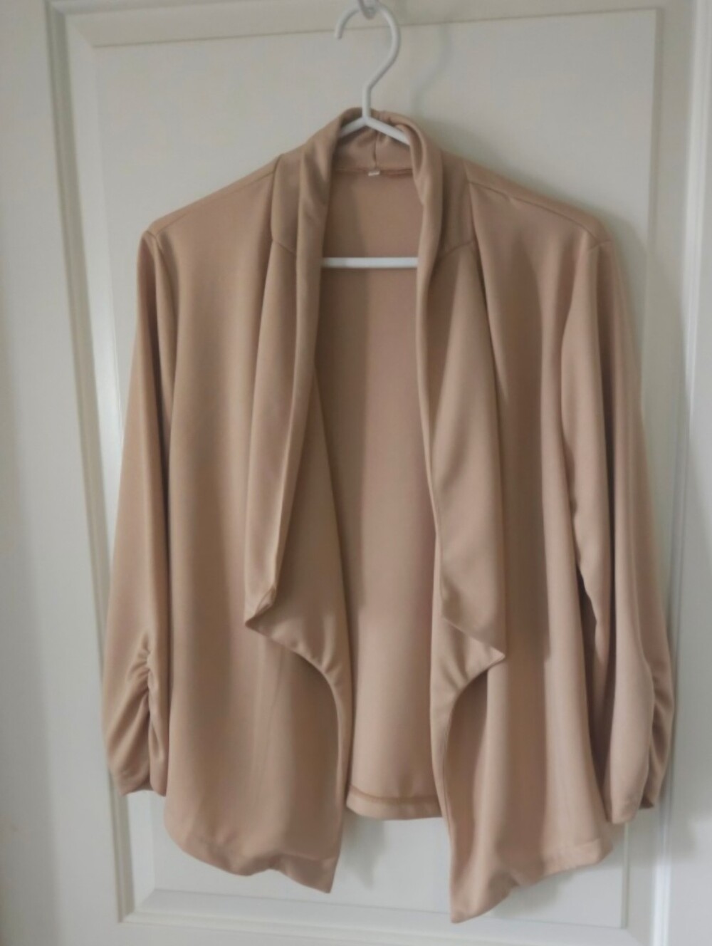 Lightweight Tan Open-Front Draped Blazer / Cardigan Jacket – Size XXL